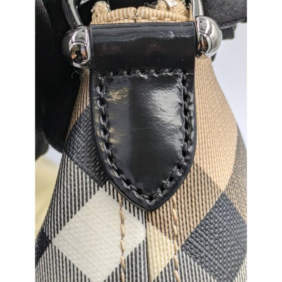 Pre-owned Burberry Nova Check Coated Canvas Leather Baguette Shoulder Bag Beige - Picture 10 of 14